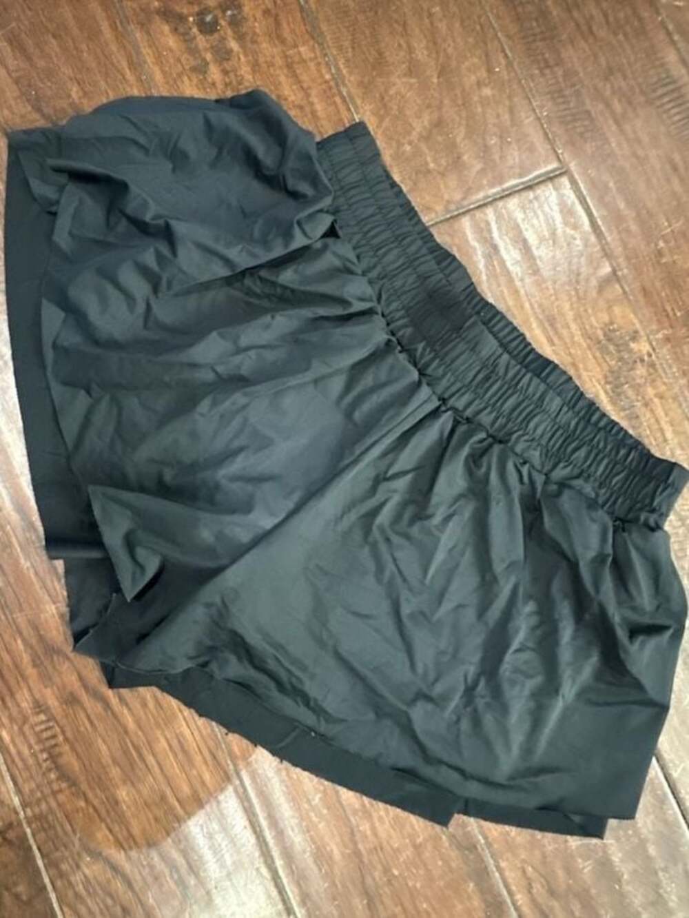 Suzette Collection Black Ruffle Elastic Waist Athletic Workout Shorts Size L